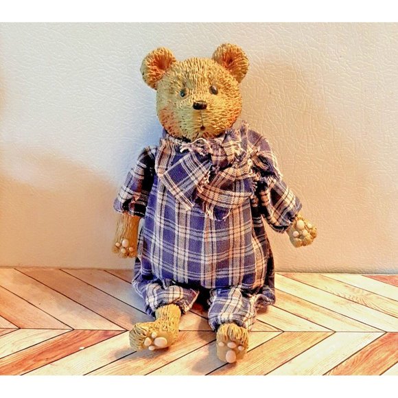Vintage Teddy Bear Figure Resin Head Feet and Arms 9 In Homespun - Picture 1 of 11